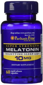 Puritan's Pride Super Strength Melatonin 10mg Rapid Release Capsules, 60-Count