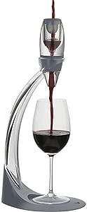 Vinturi Deluxe Essential Pourer and Decanter Tower Stand Easily and Conveniently Aerates by the Bottle or Glass and Enhances Flavors with Smoother Finish, Gray, Red Wine Set