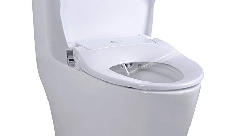 Bio Bidet - A5 STREAM - Non Electric Bidet Toilet Seat, for Elongated Toilet, Dual Nozzle, Unified Brass Valve, Inlet and T-Valve - Easy to use Chrome Plated Side Lever, DIY Installation