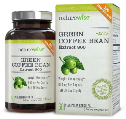 NatureWise Green Coffee Bean Extract 800 Fat Burner with GCA 1600 mg Per Daily Serving THE Highest Available on the Market
