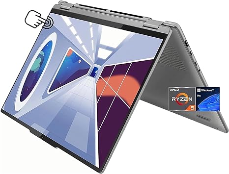 Lenovo Yoga 7 2-in-1 Touch Laptop, 16" WUXGA Display, AMD 6-Core Ryzen 5 7535U (Beat i7-1260P), 8GB RAM, 1TB PCIe SSD, Backlit KB, FP Reader, Keypad, USB-C, WiFi 6, HDMI, US Version KB, Win 11 Pro