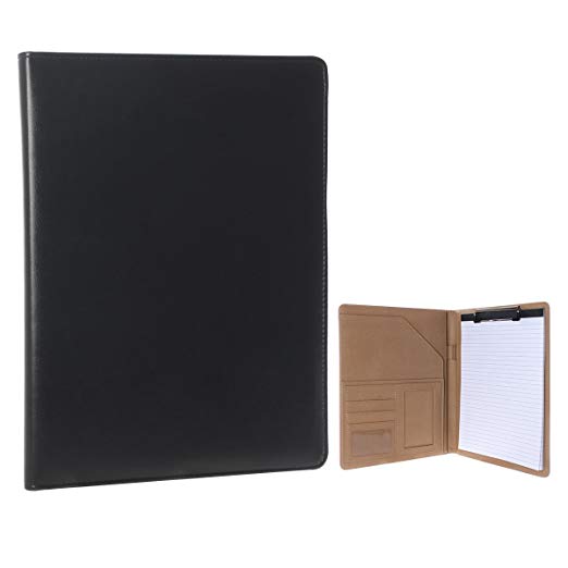 Geila Business PU Leather Resume Storage Clipboard Folder Portfolio Padfolio, Interview/Legal Document Organizer & Business Card Holder for Office Conference