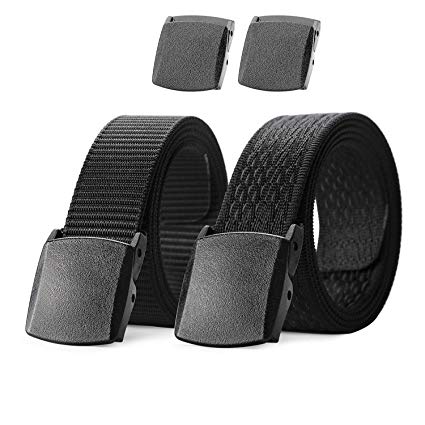 Nylon Military Tactical Men Belt 2 Pack Webbing Canvas Outdoor Web Belt With Plastic Buckle