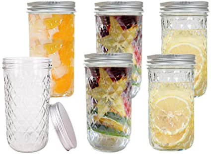 BPFY 6 Pack 20 oz Glass Mason Jars With Lids, Canning Jars for Jam, Honey, Baby Food, Candy, Cookie, Wedding Favor Decorating Jelly Jar, Candle Holder
