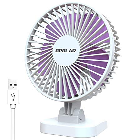 OPOLAR 2019 New Mini USB Desk Fan with Updated Strong Airflow, 3 Speeds, Whisper Quiet, 40° Adjustable Tilt Angle for Better Cooling, Perfect Portable Personal Fan for Desktop Office Table