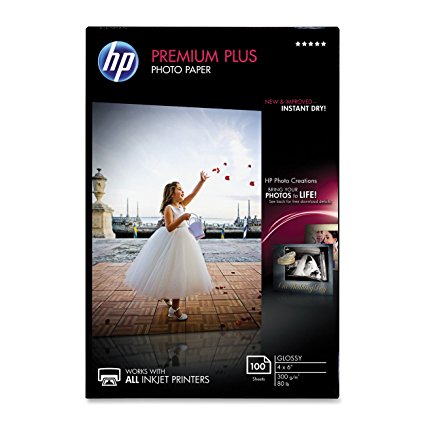 HP Premium Plus Photo Paper, Glossy, 4x6, 100 Sheets (CR668A)