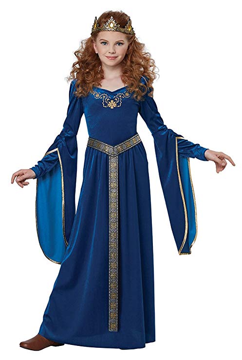 California Costumes Queen, Royalty, Renaissance, Knight Medieval Princess Girls Costume, Teal, Medium