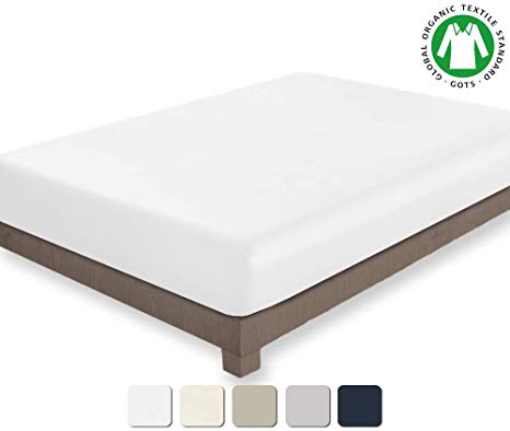 BIOWEAVES 100% Organic Cotton 1 Fitted Sheet Only, 300 Thread Count Soft Sateen Weave GOTS Certified with deep Pockets (Twin, White)