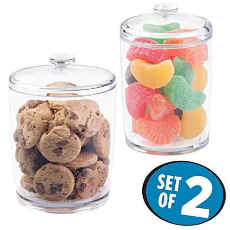 mDesign Kitchen Storage Jar for Treats, Cookies, Candy, Chocolate - Set of 2, Clear