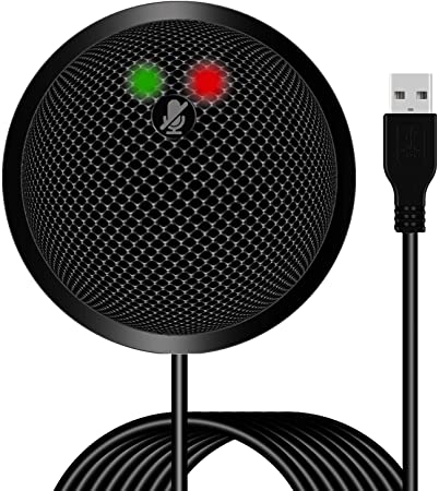 USB Conference Microphone,COOPSION Plug and Play Long Distance 360 Omnidirectional High Sensitive Condenser Microphone with Mute Switch Compatible with Mac OS X Windows for Live Video,Team Work/Chat
