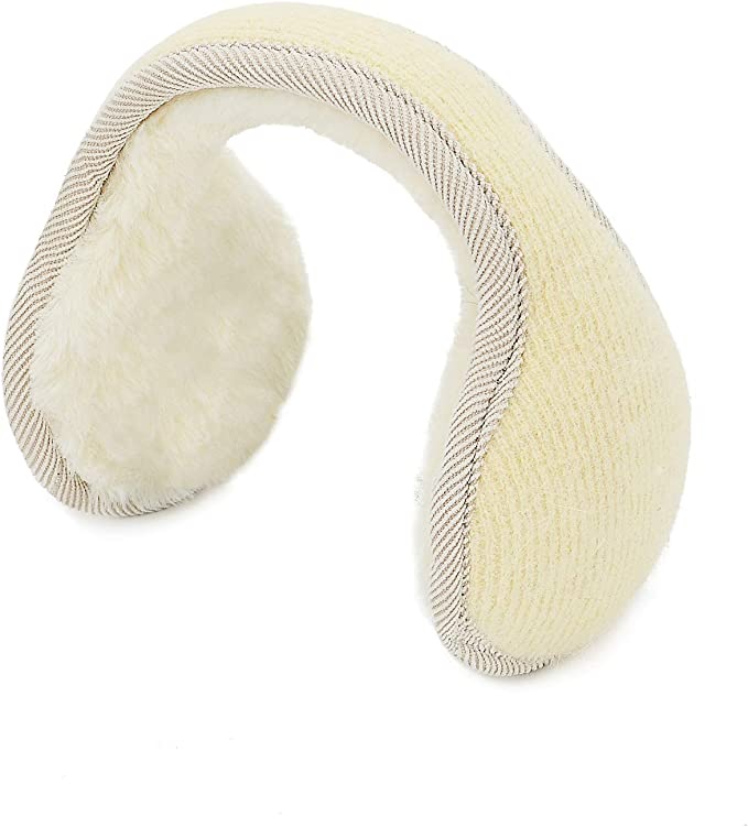 Zando Womens Fleece Ear Muffs for Winter - Women's Knit Earmuffs for Women Foldable Ear Warmers Packable Furry Ear Covers