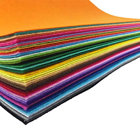 flic-flac 48PCS 12 x 12 inches (30 x 30cm) Assorted Color Felt Fabric Sheets Patchwork Sewing DIY Craft 1mm Thick … (30cm 30cm, 48pcs)