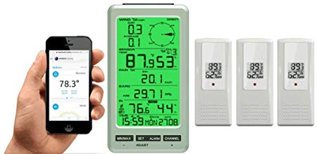 Ambient Weather WS-50-F007TH-X3 WiFi Smart Indoor, Hygrometer, Barometer and 3 Outdoor Thermo-Hygrometer, with Remote Monitoring and Alerts