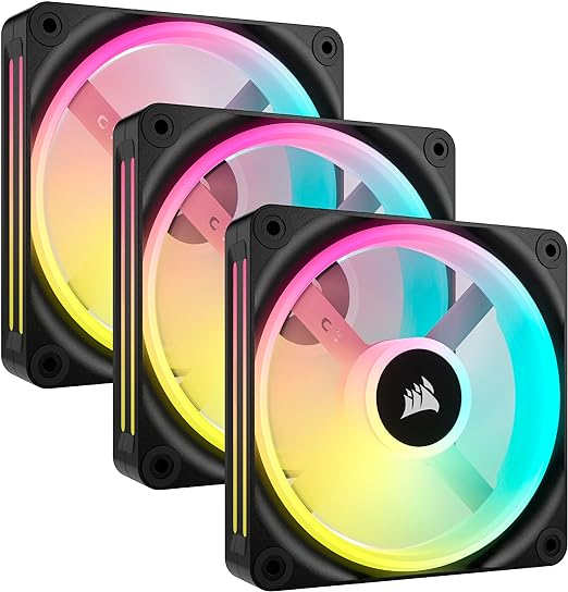 CORSAIR iCUE LINK QX120 RGB 120mm Magnetic Dome RGB Fans - Triple Fan Starter Kit with iCUE LINK System Hub - Black