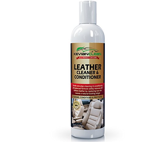 Auto Interior Leather Cleaner Conditioner by KevianClean - Best Car Care Product for Automotive Upholstery Detailing & Restoration - Treats Furniture, Shoes, Handbags, Purses, Couches and Sofas 8 oz.