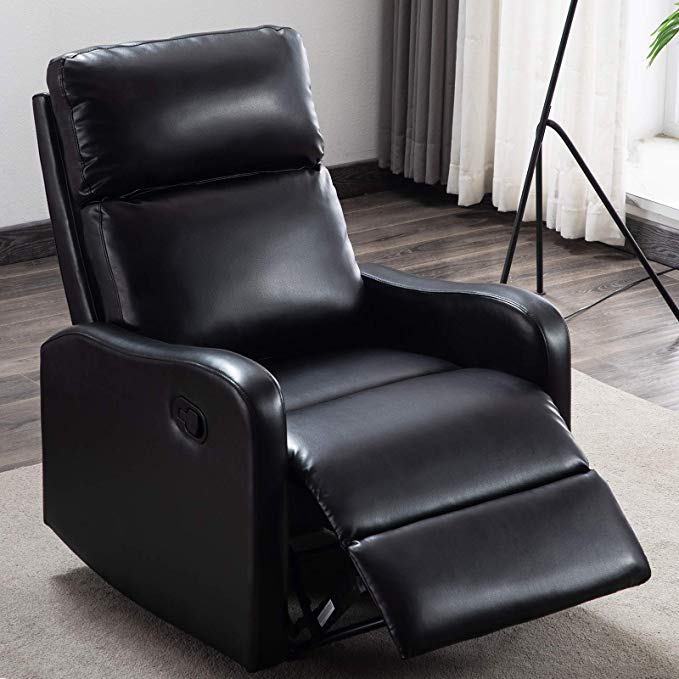 ANJ Chair Contemporary Leather Recliner Chair for Modern Living Room Classic Black