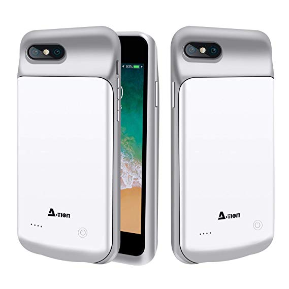 A-TION (Upgraded) iPhone 8/7 / 6 / 6S Battery Case, 3000mAh Portable Charger Case Ultra-Thin Rechargeable Extended Battery Pack Protective Backup Charging Case Compatible Apple iPhone 8&7&6 (White)