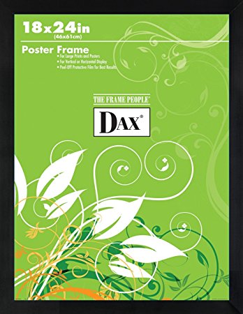 DAX Flat Face Wood Poster Frame, Clear Plastic Window, 18 x 24, Black Border