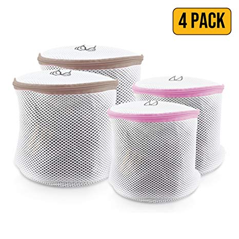 Bra Bag for Washing Machine - Pack of 4 (2 Large   2 Regular) | Mesh Laundry Bags for Lingerie Delicates Underwear