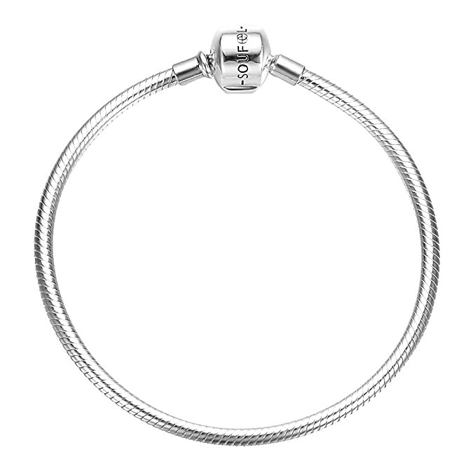SOUFEEL Exclusive 925 Sterling Silver Basic Charm Bracelet Snake Chain Bracelets