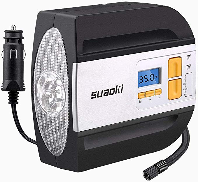 SUAOKI 12V DC Tire Inflator Electric Portable Auto Air Compressor Pump to 100PSI for Car Truck Bicycle Basketball