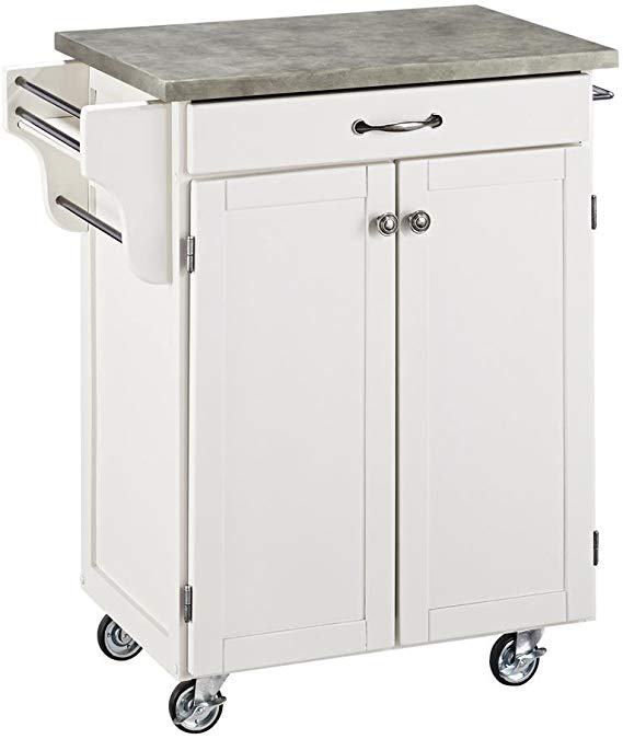 Create-a-Cart White 2 Door Cabinet Kitchen Cart with Concrete Top by Home Styles