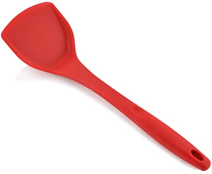 Silicone Wok Spatula, Heat Resistant Non-Stick Solid Silicone Stir Fry Turner (Red)