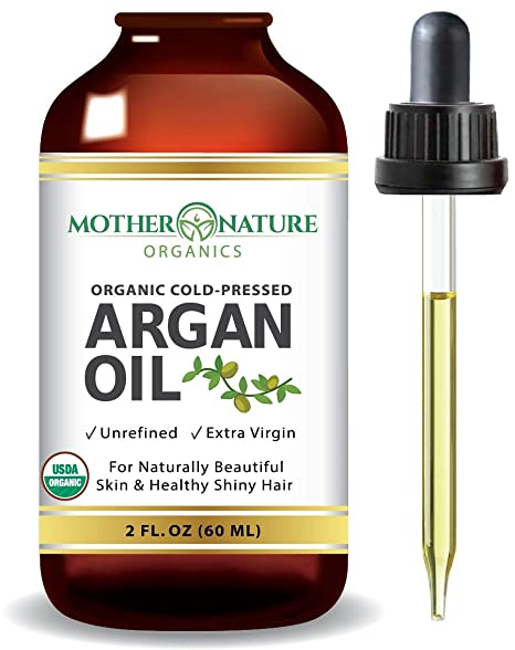 USDA Certified Organic Moroccan Argan Oil, Virgin, Unfiltered, 100% Pure, Cold Pressed. Natural Anti-Aging Moisturizer for Face, Hair, Skin & Nails (2oz)