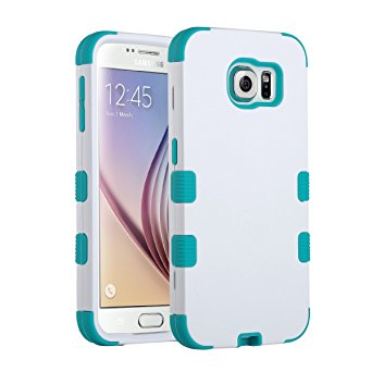 Galaxy S6 Case,S6 Case, ULAK Shock Resistant Hybrid Soft Silicone Hard PC Cover Case for Samsung Galaxy S6, [Will NOT Fit S6 Active] (White/Blue)