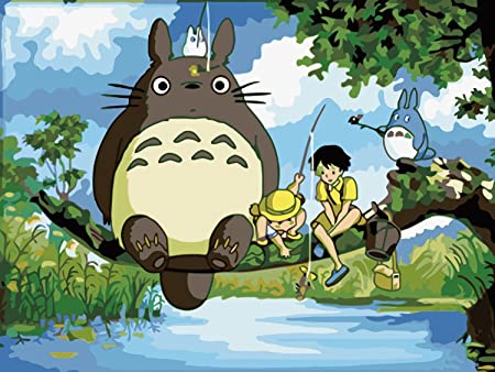Diy oil painting, paint by number kit- My Neighbor Totoro 16x20 inch