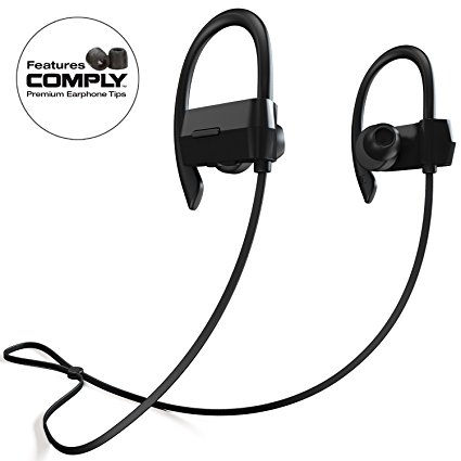 Phaiser BHS-430 Bluetooth Headphones Runner Headset Sport Earphones with Mic and Lifetime Sweatproof Warranty - Wireless Earbuds for Running, Blackout