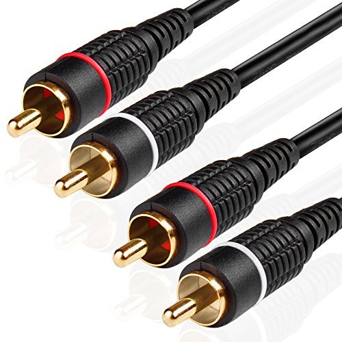 TNP 2RCA Stereo Audio Cable (12 Feet) - Dual RCA Plug M/M 2 Channel (Right and Left) Gold Plated Dual Shielded RCA to RCA Male Connectors Black