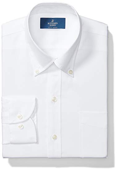 BUTTONED DOWN Men's Slim Fit Button-Collar Solid Pinpoint Dress Shirt, Supima Cotton Non-Iron