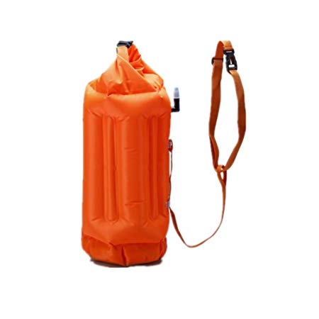 QUBABOBO Swim Buoy -Open Water Swim Buoy with Dry Bag and Cellphone case for Swimmers, Triathletes, and Snorkelers,Highly Visible Buoy Float for Safe Swim Training (PVC 20L Orange)