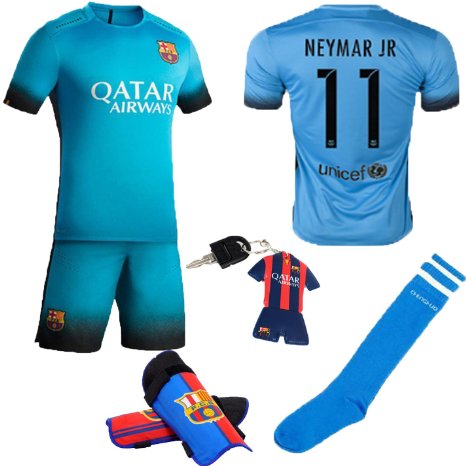 KID BOX New 20152016 fc 11 Second Away Soccer Football Jersey Sportswear Team Polo Shirt and Short and Socks and Key Chain for 3-14 Years Kids