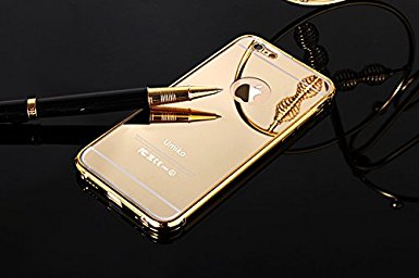 iPhone 6S Gold Mirror Case, iPhone 6S Golden Mirror Case, Umiko(TM) NEW Luxury Aluminum Ultra-thin Mirror Metal Case Cover for iPhone 6S - Gold