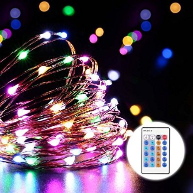 Indoor Starry String lights, easyDecor Dimmable Copper Wire 100 LED Multi-Color 33ft Decorative Christmas Fairy light for Party, Bedroom Decor, Wedding, Outdoor Decorations, Patio, Garden, Holiday