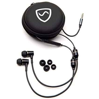 SYB Air Tube Stereo Headset, Anti-Radiation EMF Protection (Black, Regular, w/Case)