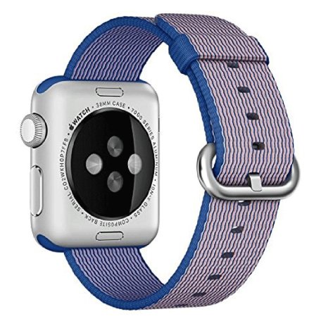 Apple Watch Band, PUGO TOP Newest Fine Woven Nylon Strap Replacement Wrist Band for Apple Watch Series 2 and Series 1 All models (42mm Blue)