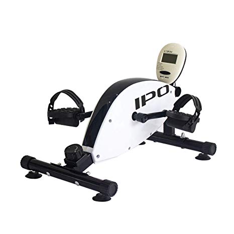 IPO Pedal Exerciser Mini Cycle Bike Under Desk Bike Pedal Exerciser Exercise Bike Arm and Leg Portable Trainer Bicycle Foot Peddler Cycle Under Desk Exercise with Electronic Display and Handle White