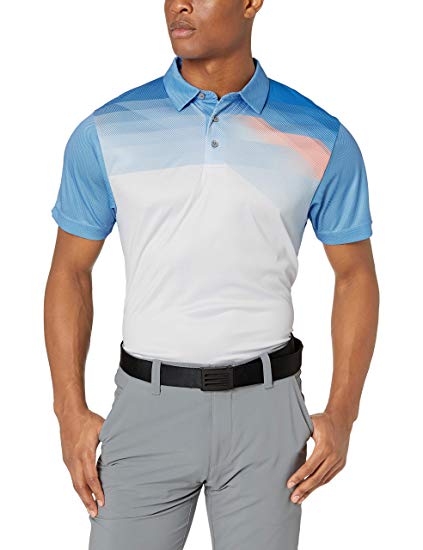 PGA TOUR Men's Short Sleeve Chest Print Polo Shirt