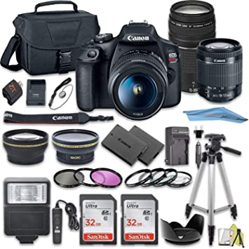 Canon EOS Rebel T7 DSLR Camera Bundle with Canon 18-55mm Lens   Canon EF 75-300mm f/4-5.6 III Lens   2pc SanDisk 32GB Memory Cards   Accessory Kit