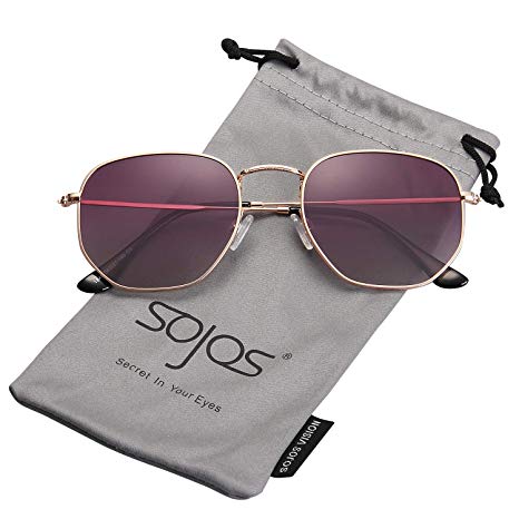 SOJOS Small Square Polarized Sunglasses for Men and Women Polygon Mirrored Lens SJ1072