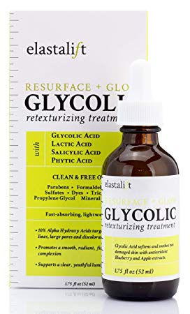 Resurfacing Glycolic Acid Treatment Anti-Aging Dark Spot Corrector Facial Peel Reduces Enlarged Pores, Minimizes Fine Lines, Evens Skin Tone Exfoliating Chemical Peel by Elastalift, 1.75 oz.