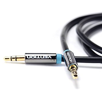 Vention Gold Plated 3.5mm Male to Male Stereo Audio Cable 2m (6ft) Black