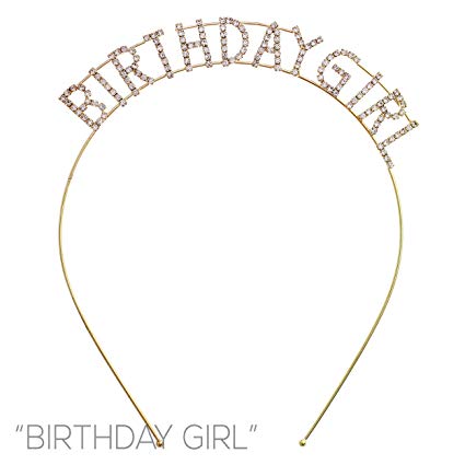 Arsimus Sparkly Rhinestone Birthday Girl Party Headband (Gold)
