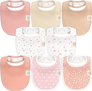 8-Pack Organic Baby Bibs for Girls & Boys - Teething Baby Bib, Baby Boy Bibs, Baby Girl Bibs, Newborn Bibs, Baby Drool Bibs for Infant, Toddler, Bibs for Baby Boy, Bibs for Baby Girl (Butterflies)