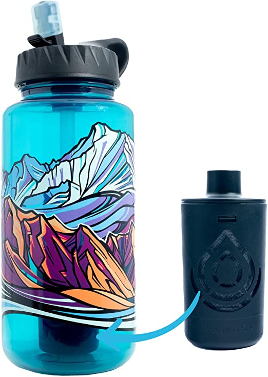 Epic Nalgene OG | Water Filtration Bottle | Wide Mouth | American Made Bottle | USA Made Filter Removes 99.99% of Tap Water Contaminants Lead Chlorine (32 Ounce, Gretchen Leggit Special Edition)