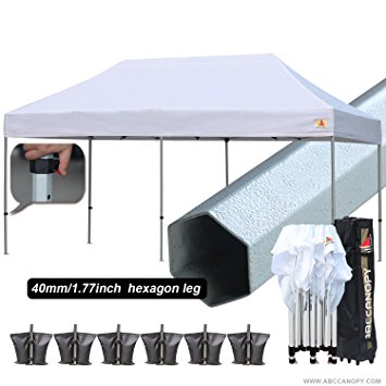 ABCCANOPY PRO 10 X 20 Ez Pop up Canopy Tent Commercial Instant Gazebos with Roller Bag and 6x Weight Bag (white)