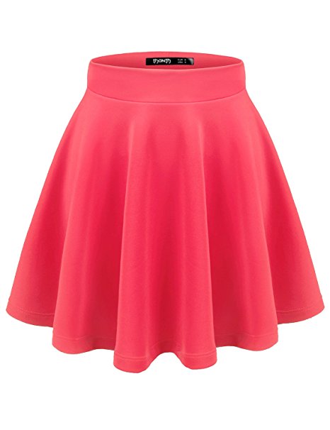 Thanth Womens Versatile Stretchy Pleated Flare Skater Skirt